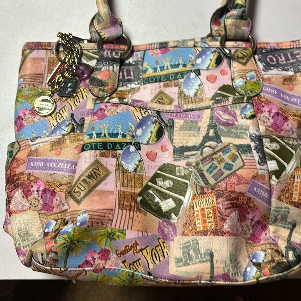 A purse with New York scenery on it